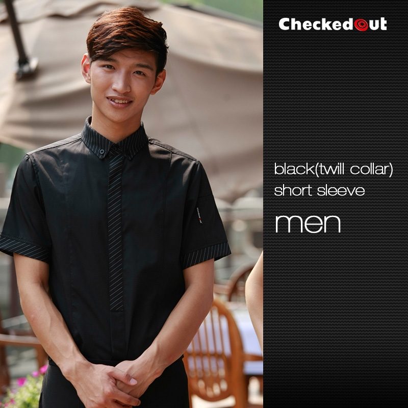 men short sleeve black (twill collar) shirt 
